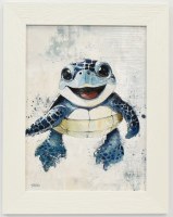 19" x 15" Happy Hatch Gel Textured Coastal Print in a White Frame