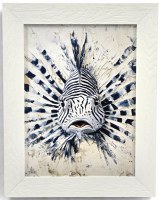 18" x 14" Huff the Lionfish Gel Textured White Frame Print