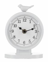 6" White Sitting Blue Bird Desk Clock