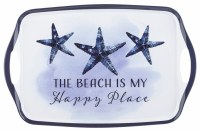 11" x 17" Blue and White "The Beach Is My Happy Place" Melamine Tray