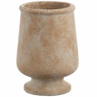 12" Beige Terracotta Footed Vase