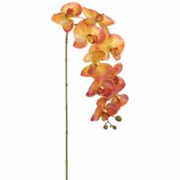38" Faux Orange Phalaenopsis Orchid Nine Blossom Spray
