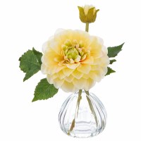 8" Faux Yellow Dahlia in Glass Vase