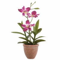 14" Faux Purple Dendrobium Orchid in Terracotta Pot