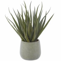 24" Faux Real Touch Green Agave in Gray Plastic Pot