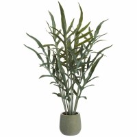 30" Faux Green Java Fern in Gray Plastic Pot