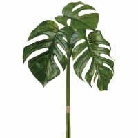 Set of Three 34" Faux Green Monstera Leaves