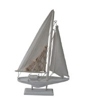 12" Natural and Distressed White Sailboat Statue