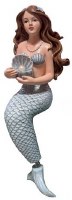 7" Mermaid Holding a Pearl Coastal Polyresin Shelf Sitter