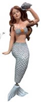 7" Mermaid Holding a Nautilus Shell Coastal Polyresin Shelf Sitter