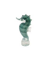 7" Aqua Glass Seahorse Coastal Figurine