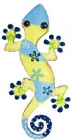 12" Yellow and Blue Wood Gecko Wall Plaque