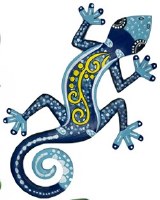 18" Blue Wood Gecko Wall Plaque