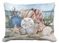 13" x 18" Coastal Seashells Indoor/Outdoor Decorative Pillow
