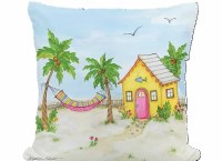 18" Sq Cottage by the Sea Coastal Indoor/Outdoor Decorative Pillow