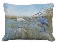 13" x 18" Marshland Bird Trio Coastal Indoor/Outdoor Decorative Pillow