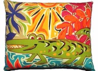 13" x 18" Multicolor Alligator Coastal Indoor/Outdoor Decorative Pillow