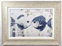 24" x 32" Smooch Fish Gel Textured Coastal Print in Sand Frame
