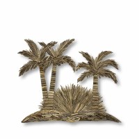 48" x 57" Driftwood Palm Trees With a Sunset Coastal Wall Art Plaque
