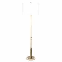61&quot; Distressed Bronze and Beige Travertine Floor Lamp