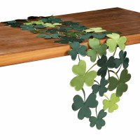 68" Green Shamrock Embroidered Openwork Runner