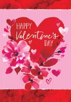 18" x 13" "Happy Valentine's Day" Heart with Flowers Mini Garden Flag