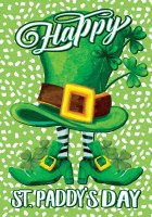 18" x 13" "Happy St. Paddy's Day" Hat and Clovers Mini Garden Flag