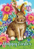 40" x 28" "Happy Easter" Brown Bunny Garden Flag