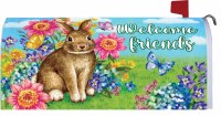 "Welcome Friends" Brown Bunny Mailbox Cover
