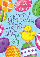 18" x 13" "Happy Easter" Chick with Eggs Mini Garden Flag