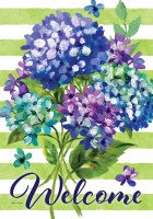 18" x 13" "Hello" Hydrangeas with Green Stripes Mini Garden Flag