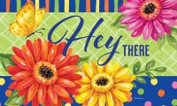 18" x 30" "Hey There" Multicolor Flowers and Butterfly Doormat