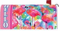 "Hello" Pink Flamingos Mailbox Cover