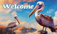 18" x 30" "Welcome" Brown Pelicans Doormat