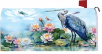 Blue Heron with Water Lilies Mailbox Cover