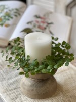 4.5" Opening Faux Small Green Leaves Candle Ring