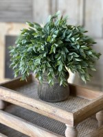 11" Faux Frosted Green Small Leaves Half Orb