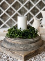 4.5" Opening Faux Green Boxwood Candle Ring