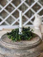 2" Opening Faux Green Boxwood Candle Ring