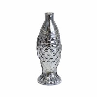 8" Silver Fish Glass Bottle