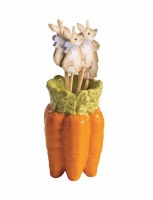 3" Orange Carrot Ceramic Toothpick Holder by Mud Pie