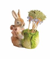 3" Pink Bow Bunny Ceramic Toothpick Holder by Mud Pie