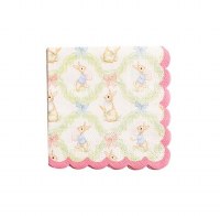 Pack of Twelve 5" Sq Grid Bunnies Beverage Napkins by Mud Pie