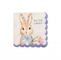 Pack of Twelve 5" Sq "Oh So Happy" Bunny Beverage Napkins by Mud Pie
