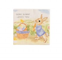 Pack of Twelve 5" Sq "Some Bunny Loves You" Beverage Napkins by Mud Pie