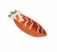 7" Orange with White Stripes Ceramic Carrot Dish by Mud Pie