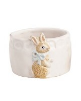 3" White and Brown Bunny Ceramic Bowl by Mud Pie