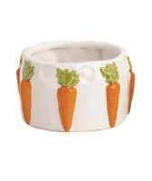 3" Round White and Orange Carrot Ceramic Bowl by Mud Pie