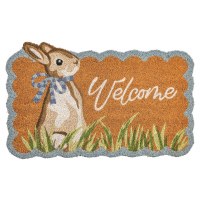 18" x 29" "Welcome" Scalloped Edge Bunny Coir Doormat