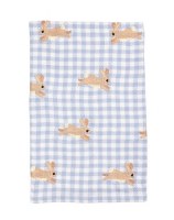 21" x 14" Bunnies on Blue Checked Kitchen Towel by Mud Pie